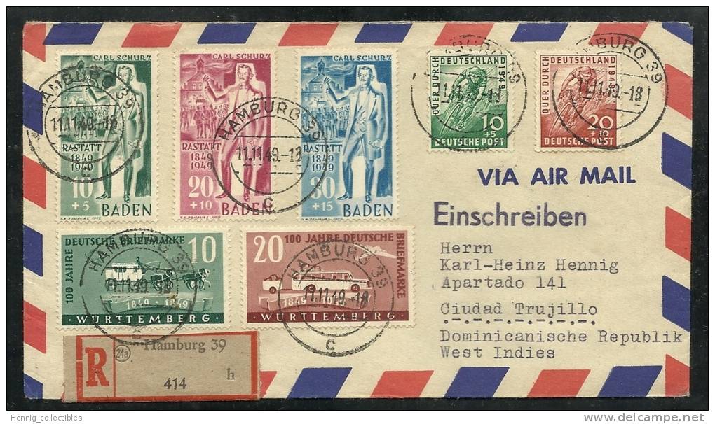 GERMANY 1950, Backstamped Registered Cover R414 - Andere & Zonder Classificatie