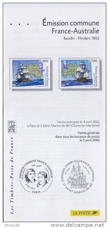2002--Notice Philatélique En 4 Langues Destinée Aux Bureaux De Poste----Emission Commune France-Australie (voiliers) - Documentos Del Correo