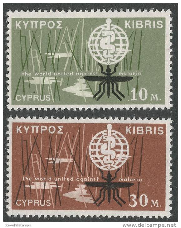 Cyprus. 1962 Malaria Eradication. MH Complete Set. SG 209-210 - Unused Stamps