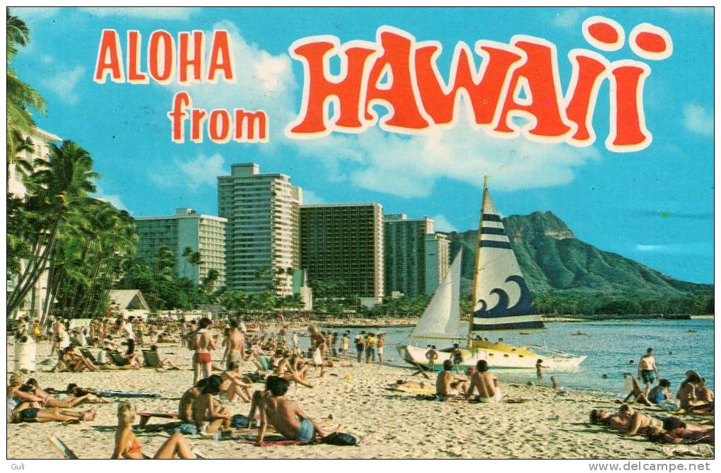 Etats-Unis- Aloa From Hawaii-Honolulu Waikiki Beach (philatélie Timbre Oblitéré Stamp "Peoples´s Right ...USA 10c" - Honolulu