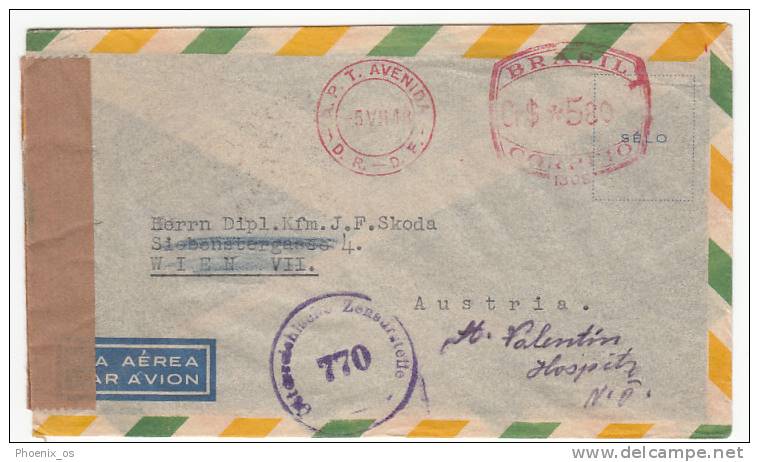 BRAZIL - Avenida, Cover, Year 1948, Austrian Censorship, Zensur, Air Mail - Lettres & Documents