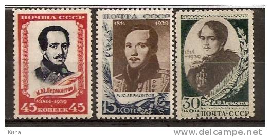 Russia Soviet Union RUSSIE URSS 1939 Lermontov MNH - Neufs