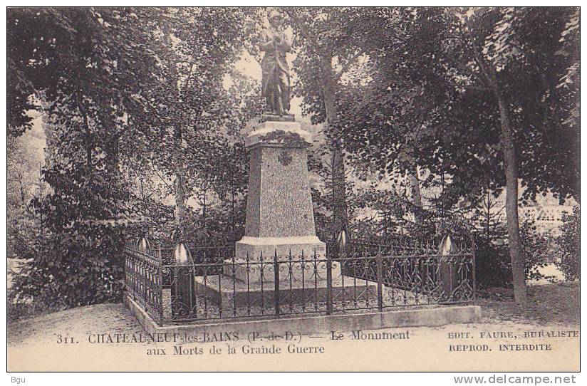 Chateauneuf Les Bains (63) - Le Monument Aux Morts De La Grande Guerre - Autres & Non Classés