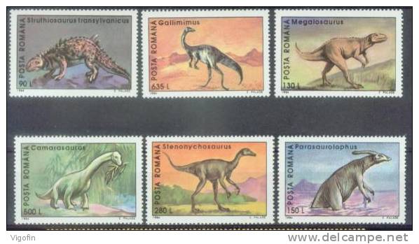 RO 1994-4974-9 PRAHISTORICS ANIMALS, ROMANIA, 6v, MNH - Neufs