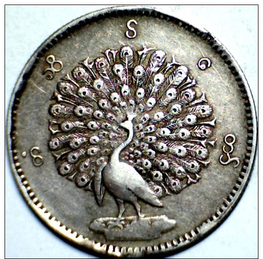 1852,   BURMA,  SILVER, 1 KYAT(LIKE RUPEE) COIN.   **RARE** - **SCARCE** - Myanmar