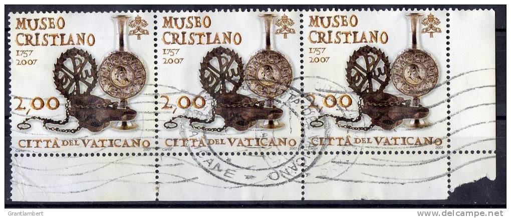 Vatican 2007 Museo Cristiano 2 Euros Strip Of 3 Used - Oblitérés