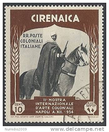 1934 CIRENAICA USATO MOSTRA D'ARTE COLONIALE 10 CENT - RR11159 - Cirenaica