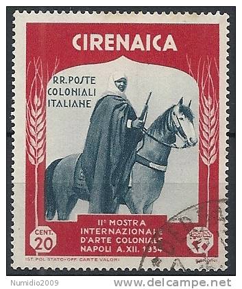 1934 CIRENAICA USATO MOSTRA D'ARTE COLONIALE 20 CENT - RR11159 - Cirenaica