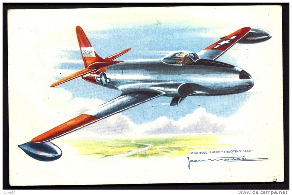 CPA  ANCIENNE- FRANCE- AVION LOCKHEED P-808-- ILLUSTRATION COULEUR SIGNÉE- TRES GROS PLAN - 1946-....: Moderne