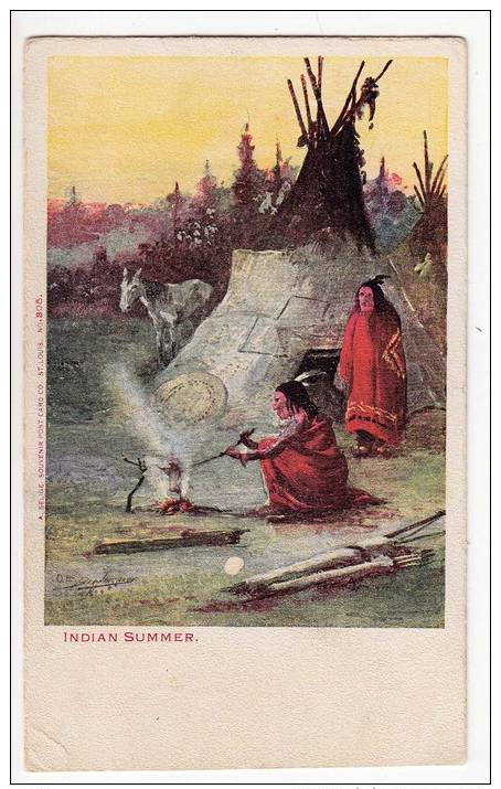 NATIVE AMERICANS "INDIAN SUMMER" OLD POSTCARD - Native Americans