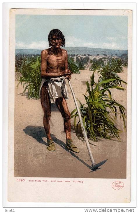 NATIVE AMERICANS "THE MAN WITH THE HOE" MOKI PUEBLO Nr. 5890 OLD POSTCARD - Native Americans