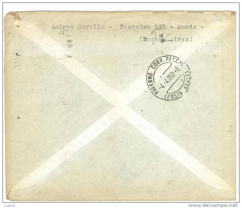 POSTAL HISTORY - LETTERA DA BUENOS AYRES VERSO ITALIA -  PALERMO - POSTA AEREA - EVITA PERON - ANNO 1953 - Cartas & Documentos