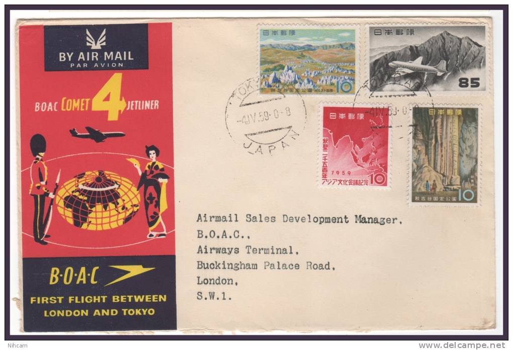 TOKIO > LONDON 4/4/1959 Scan Verso - Airmail