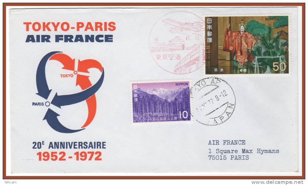TOKIO > PARIS  1972 BOEING 707 - Airmail