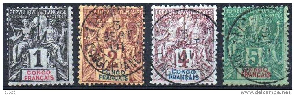 CONGO FRANCAIS Poste  12 à 15 (o) Type Groupe (CV 16,50 €) [ColCla] - Oblitérés