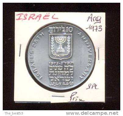 Israël -  10 Lirot Commémo. -  1973  - Argent -  UNC - Israël