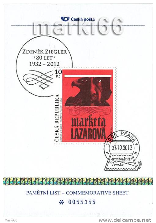 Czech Republic - 2012 - Stamp Art, 80th Anniversary From Birth Of Zdenek Ziegler - Special Commemorative Sheet - Brieven En Documenten