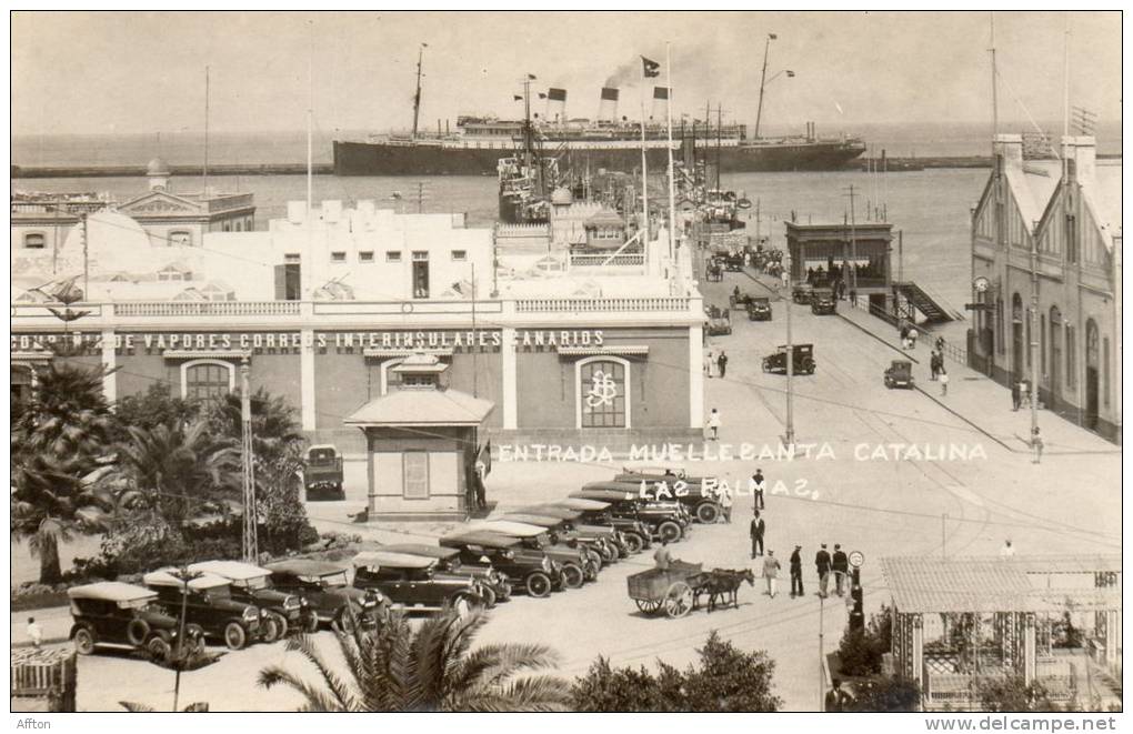 Las Palmas Entrada Muelle Santa Catalina Cars Old Real Photo Postcard - La Palma