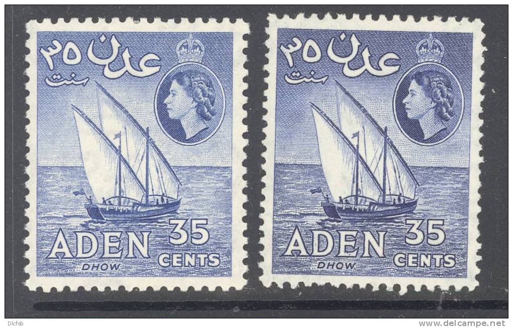 ADEN , 1953 35c VLMM (2 Shades), Cat &pound;9 - Aden (1854-1963)