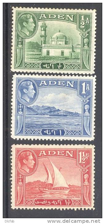 ADEN, 1939 &frac12;A, 1A, Light Mounted Mint + 1&frac12;As (unused No Gum) - Aden (1854-1963)