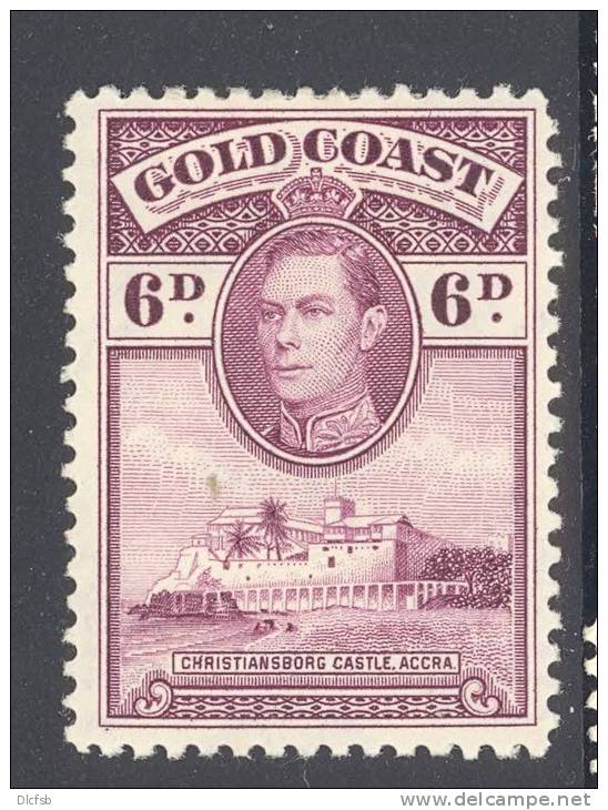 GOLD COAST 1938 6d (P12 Line) Light Mounted Mint, Cat &pound;18 - Côte D'Or (...-1957)