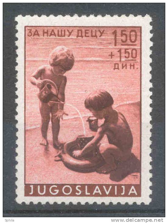 Jugoslawien – Yugoslavia 1939 1.50+1.50 D Child Welfare Perf. 11½ LH; Michel # 376 B - Unused Stamps