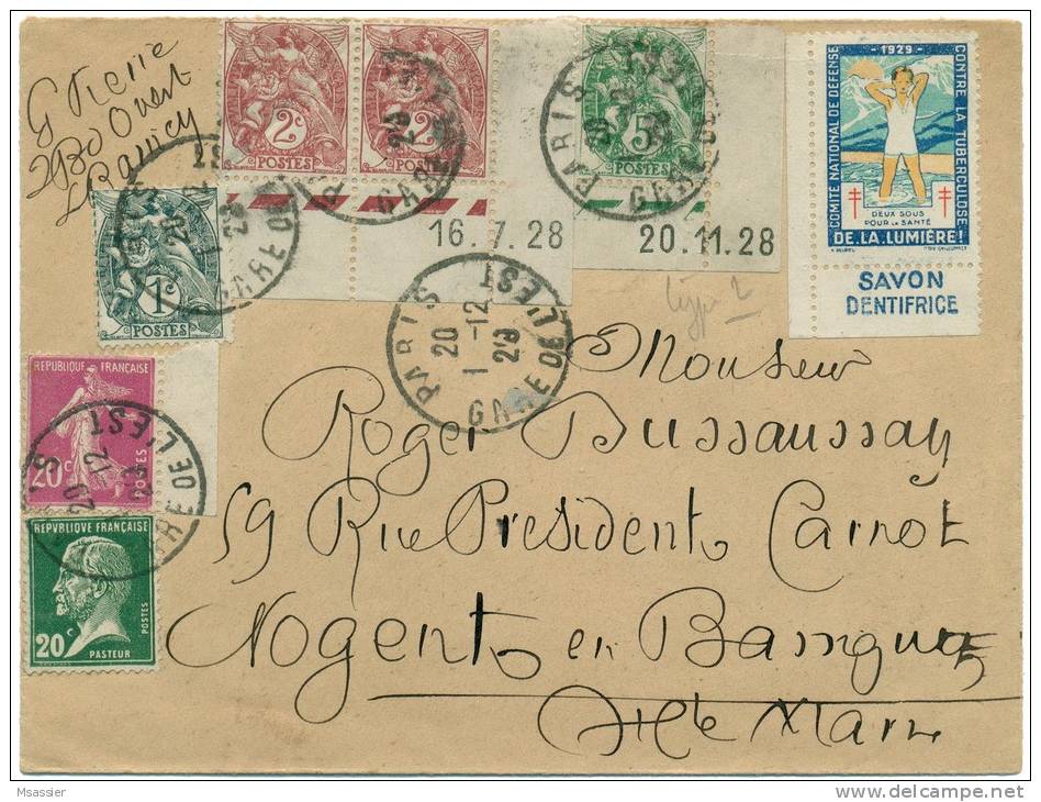 Type Blanc - Coins Datés 2 Centimes + 5 Centimes + Vignette + Complément - 1900-29 Blanc