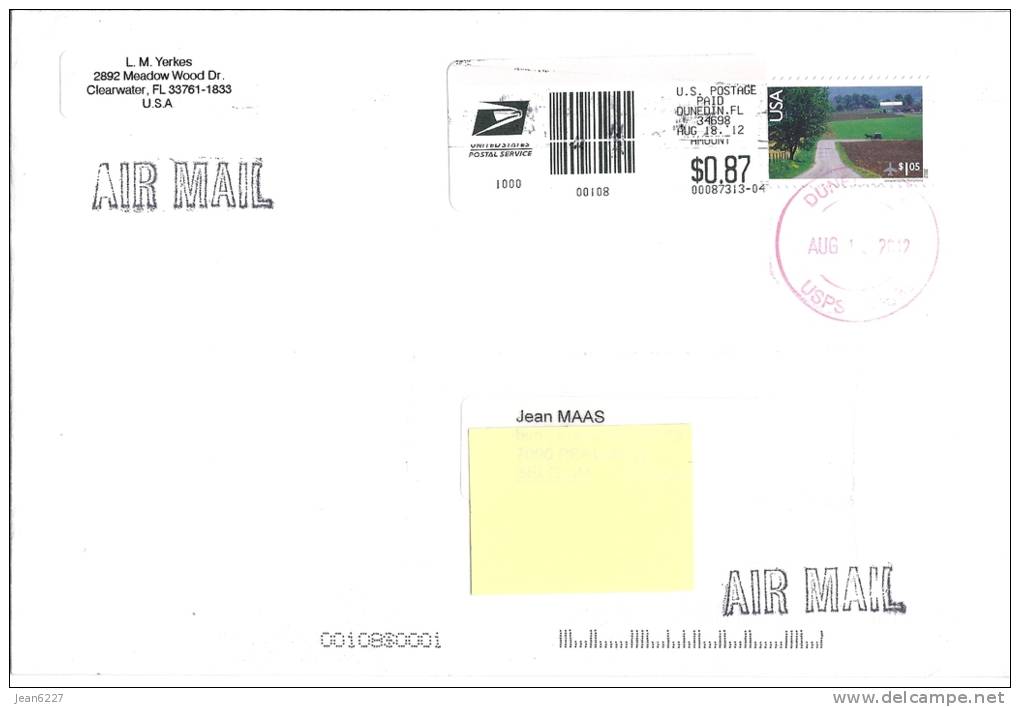 Enveloppe USA - Afranchissement Mixte - Timbre-poste Et Vignette - Briefe U. Dokumente