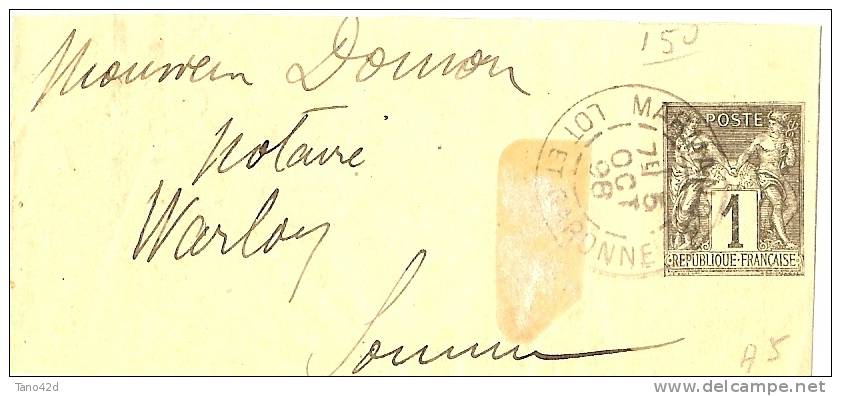 LTR7 - BJ SAGE 1c  DATE 813 OBL MARMANDE 5/10/1898 - Bandes Pour Journaux