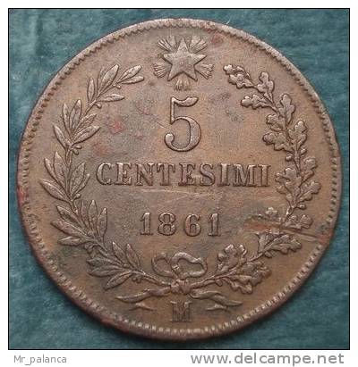 M_p> Regno Vitt Eman II° 5 Cent 1861 Milano, Moneta Circolata Ma Discreti Rilievi - 1861-1878 : Victor Emmanuel II