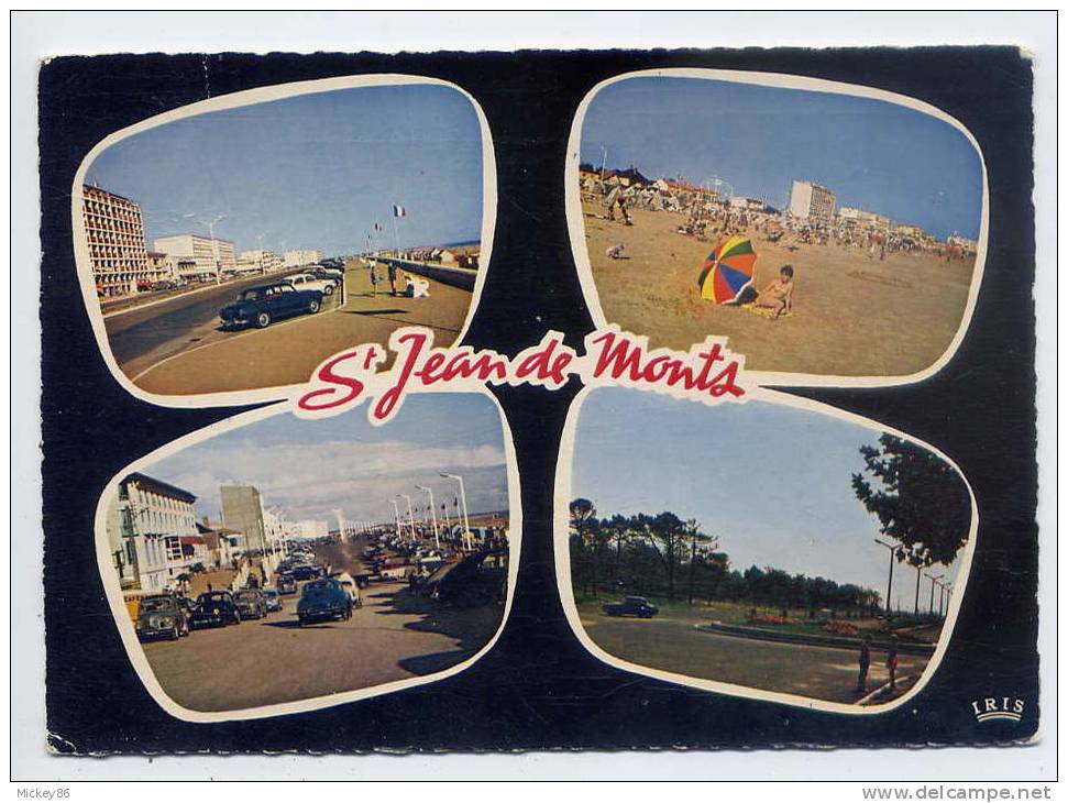 St JEAN De MONTS--1964--Vues Diverses-Remblai (voitures),plage,nouvelle Avenue De La Forêt--cpsm 10 X 15 N° 10 éd Théoja - Saint Jean De Monts