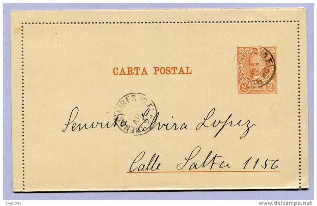 Post Card Argentina Buenos Aires 1890 (593) - Storia Postale
