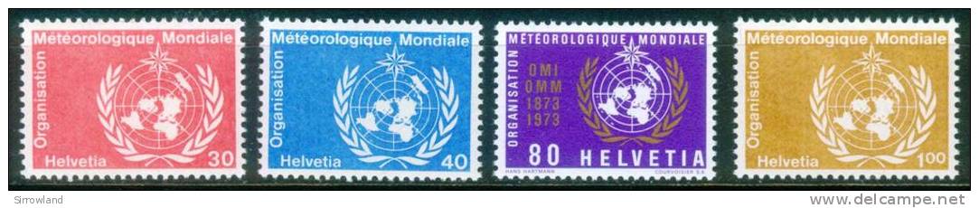 Schweiz - Weltorgan. F. Meteorologie (WMO)  1973  100 Jahre WMO  (4 ** (MNH) Kpl. )  Mi: 10-13 (3,00 EUR) - Officials