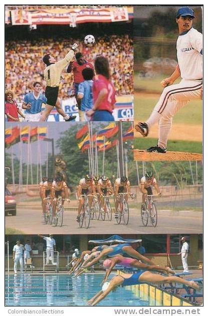 Lote PEP440, Colombia, Postal, Postcard, Pais Deportivo, Sportive Country, Cycling, Football, Swimming, Baseball, Soccer - Colombia