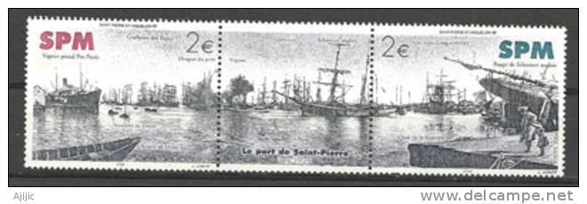 SAINT PIERRE & MIQUELON. Le Port De St Pierre Vers 1928.  Triptyque Neuf ** - Nuevos