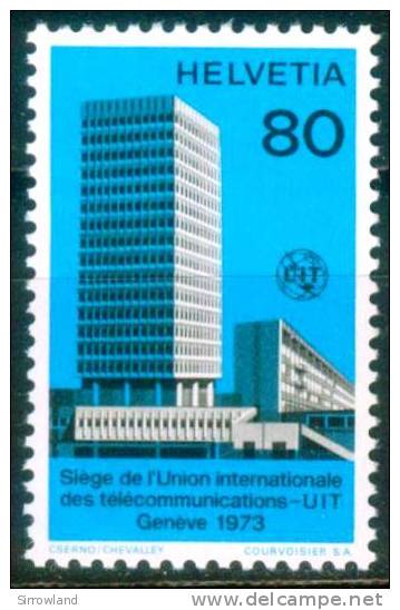 Schweiz - Intern. Fernmeldeunion (UIT)  1973  Neuer Amtssitz  (1 ** (MNH) Kpl. )  Mi: 10 (1,00 EUR) - Servizio