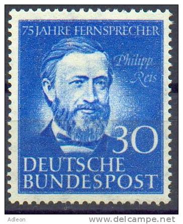 RFA - YT 46* / Bund - Phillip Reis Mi. Nr. 161* - Unused Stamps