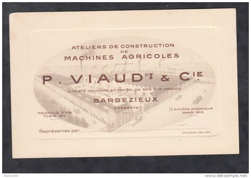 CPA Commerciale - BARBEZIEUX ( Charente ) - Ateliers De Construction De Machines Agricoles Viaud - Tracteur ? Charrue ? - Autres & Non Classés