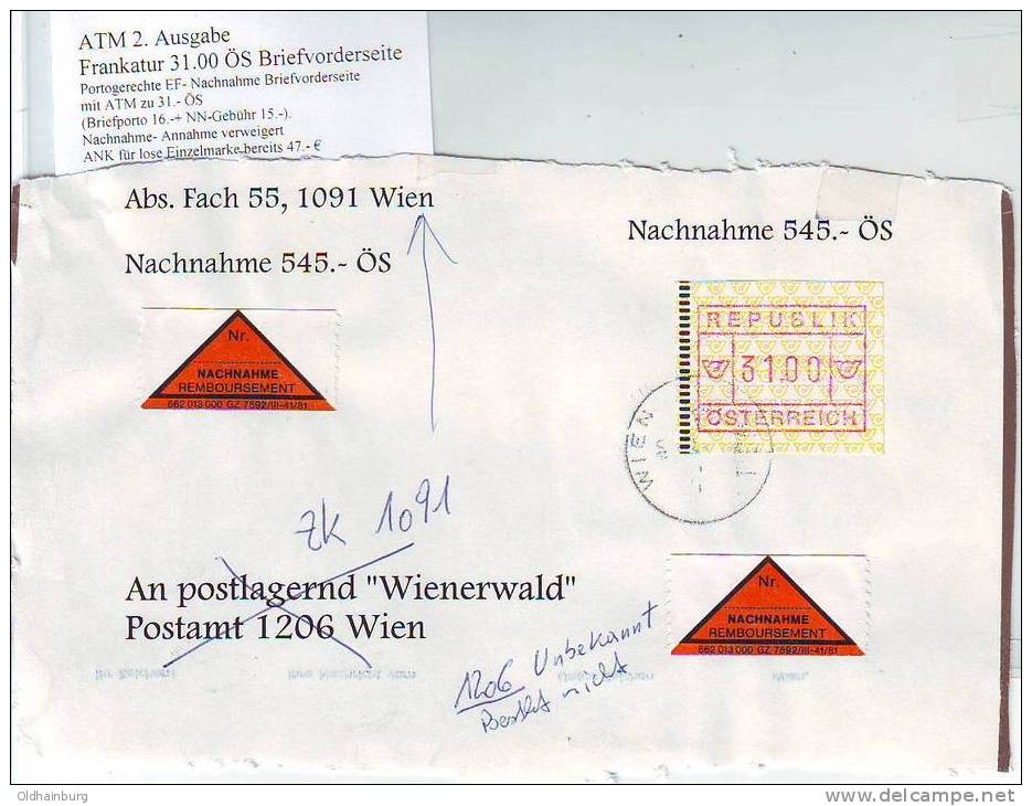 026zv: ATM- Beleg Aus Österreich 31.00 ATS - Errors & Oddities