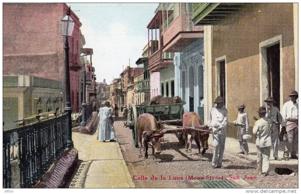 Calle De La Luna San Juan Puerto Rico 1905 Postcard - Puerto Rico