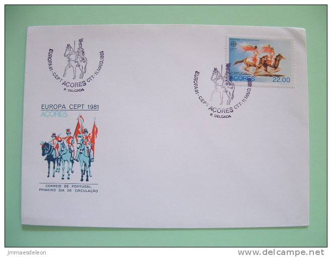 Azores (Ponta Delgada) 1981 FDC Cover - St. Peter´s Cavalcade - EUROPA CEPT - Horse - Flag Traditional Costume - Azores