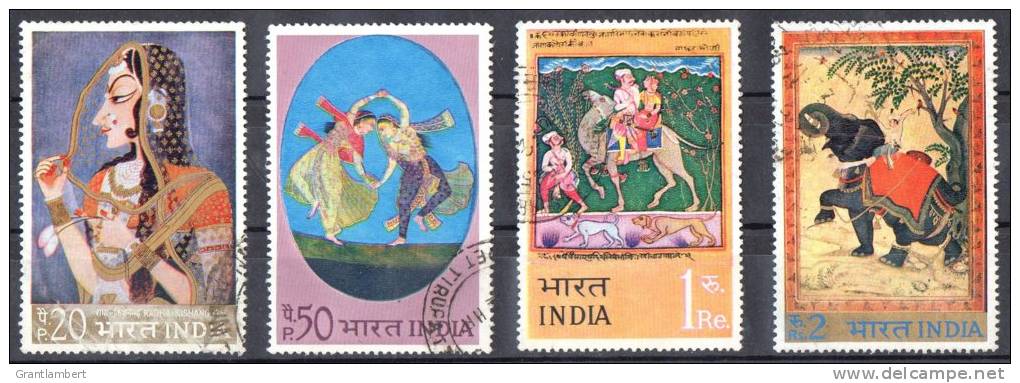 India 1973 Indian Miniature Paintings Set Of 4 Used - Camel, Elephant, Dance - Used Stamps