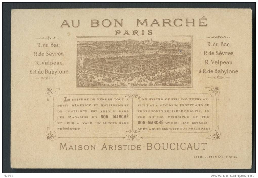 Au Bon Marché, Chromo Lith. Minot, Aérostation, Montgolfière, Hot Air Balloon - Au Bon Marché