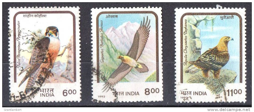 India 1992 Birds Of Prey 3 Higher Values Used - Oblitérés