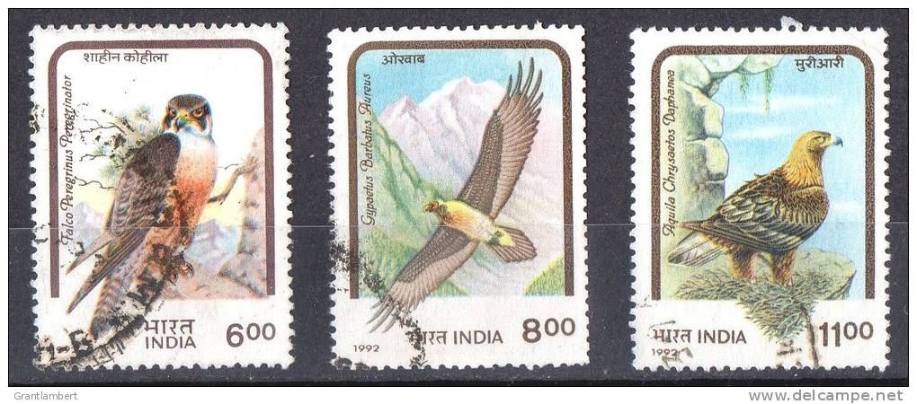 India 1992 Birds Of Prey 3 Higher Values Used - Used Stamps