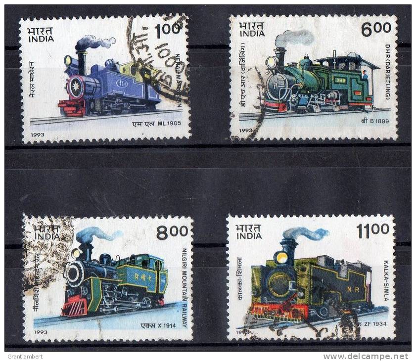 India 1993 Mountain Locomotives Set Of 4 Used - Oblitérés