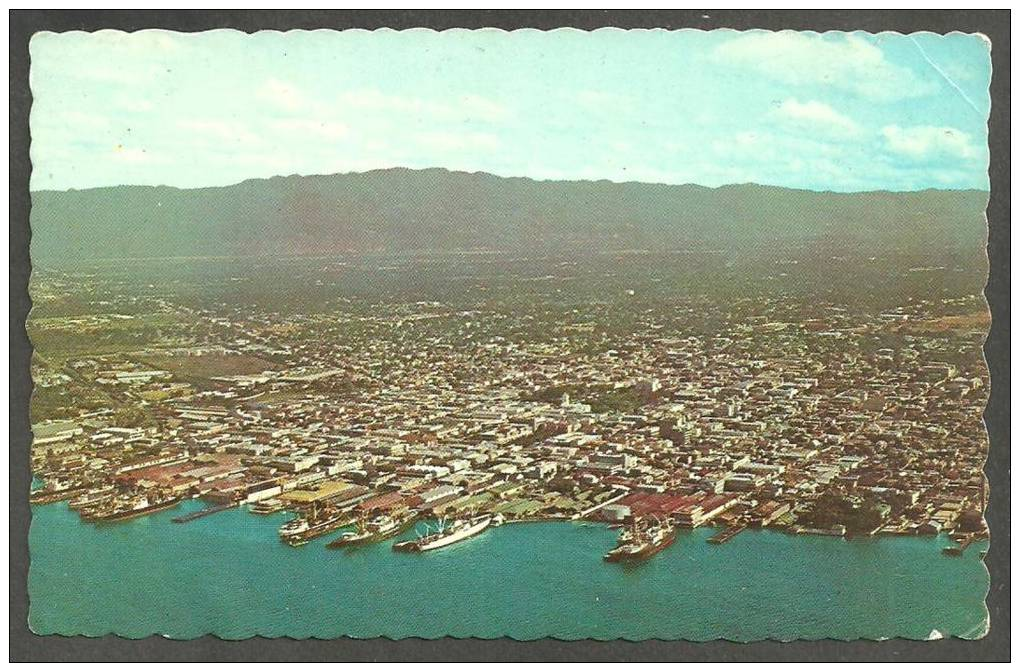 KINGSTON,  JAMAICA,  W. I.  -  AERIAL VIEW OF HARBOUR AND CITY - Jamaica