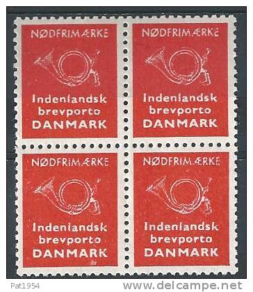 Danemark Timbre D´état D´urgence En Bloc De 4, émis Pour Servir En Cas De Guerre Et Vendu En 1991 - Plaatfouten En Curiosa