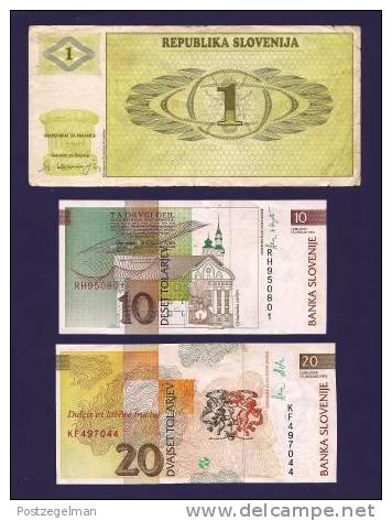 SLOVENIA 1992, 6 Banknotes, USED VF 1,10,20,50,100,200 Tolarjev 50 Korun, - Slovenië