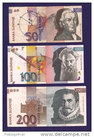SLOVENIA 1992, 6 Banknotes, USED VF 1,10,20,50,100,200 Tolarjev 50 Korun, - Slovenië